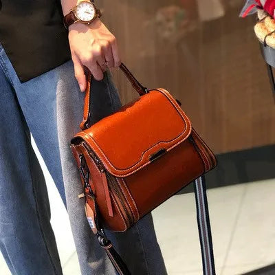 Real Leather Shoulder Bag Tide Clamshell Square Three-Dimensional Large Capacity Senior Women S