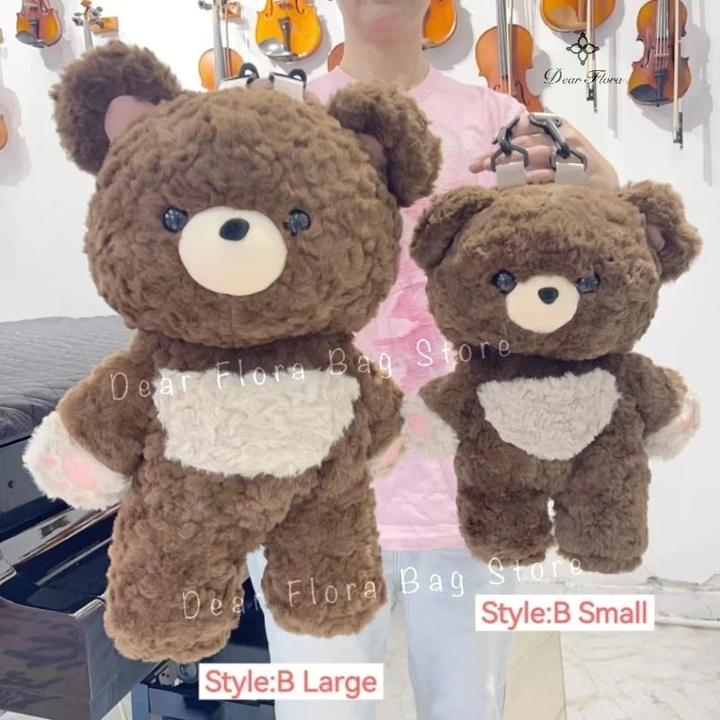 Plush Bear Backpack – Kawaii Furry Teddy Bear Shoulder Bag for Girls