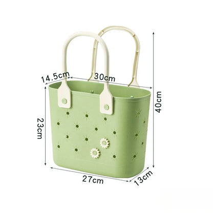 Perforated Beach Handbag – Waterproof Hollow Tote Basket Bag
