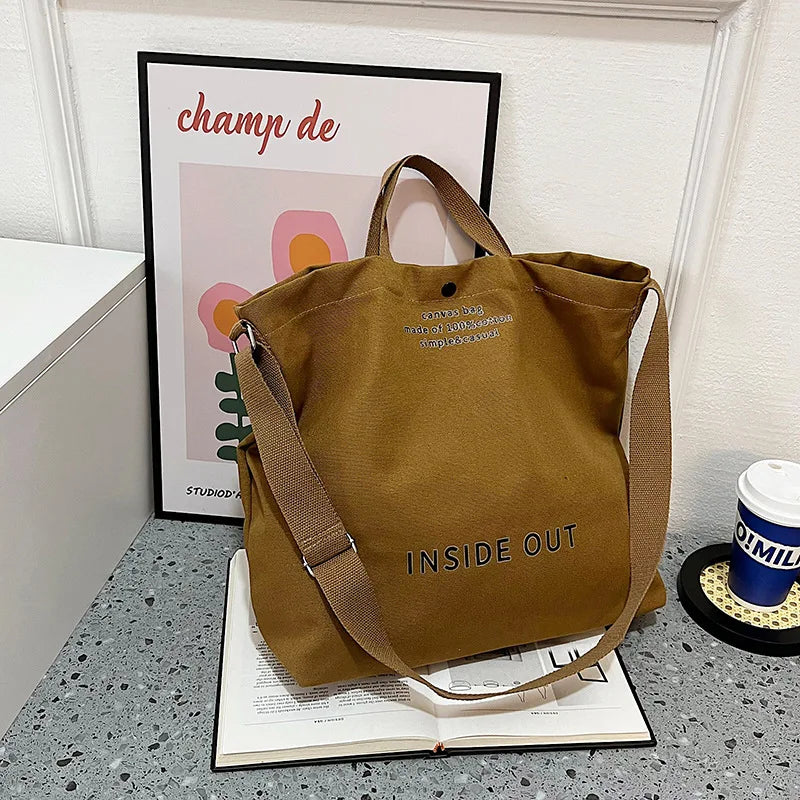 Women Canvas Crossbody Tote Bag Large Cotton Shopping Handbag Student School Shoulder Girls Daily