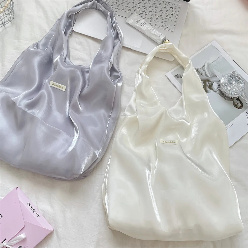 Fairy Bag Flexible Large Capacity Handbag Underarm Lightweight Satin Tote Stylish Accessory Shopping