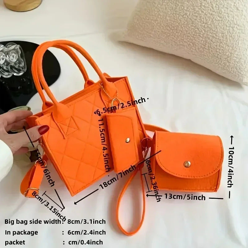 Embossed Women's Handbag 3-Piece Set – Tote, Crossbody & Card Holder