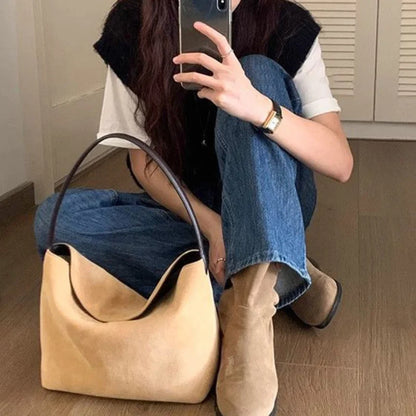 Retro Suede Shoulder Bag – Women's Casual Handbag