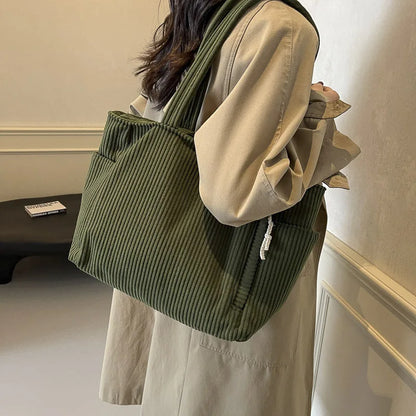 Corduroy Tote Bag Large Capacity Women's Handbag
