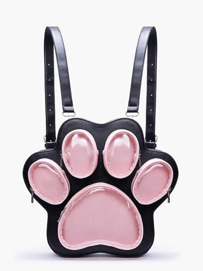 Sweet Cute Cat Paw Ita Bag Ladies Multi Layer Large Capacity Backpack Women Color Black Shoulder