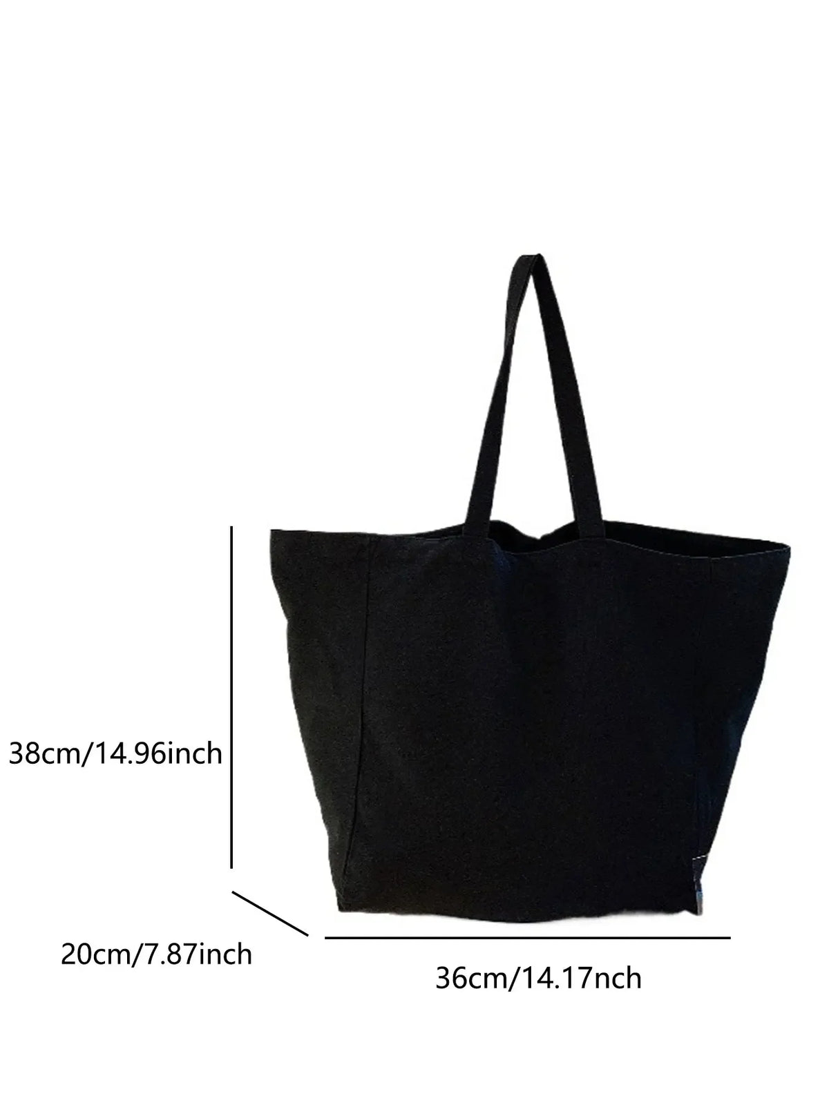 Fashionable Minimalist Solid Color Canvas Tote Bag Large Capacity Handbag Soft Durable Shoulder