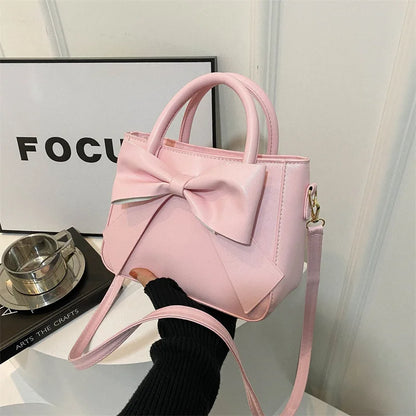 Elegant Bow Handbag Shoulder Crossbody Bag Golden Hardware Detachable Horizontal Strap Stylish Daily