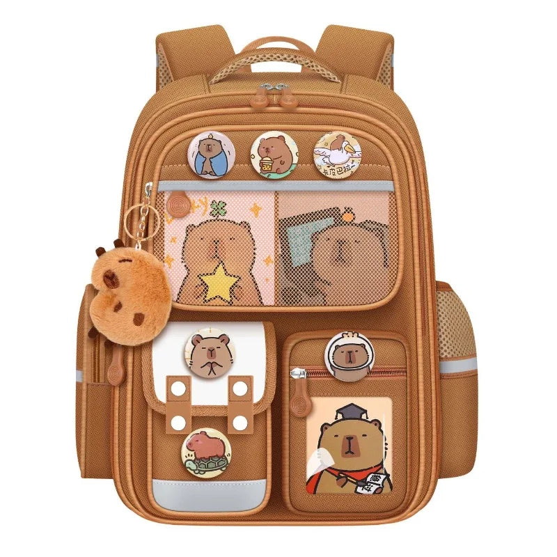 Capybara Children Backpack Waterproof Student Schoolbag Large Capacity Alleviate Burden School Bag