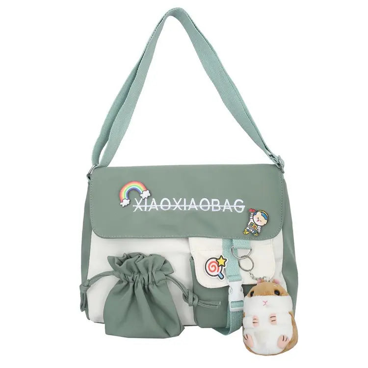 Simple Canvas Messenger Bag Large Capacity Crossbody Bag Trendy Flap Shoulder Bag