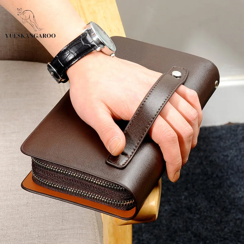 Men S Hand-Held Fashionable Business Double-Zipper Wrist Large-Capacity Multi-Slot Multi-Functional