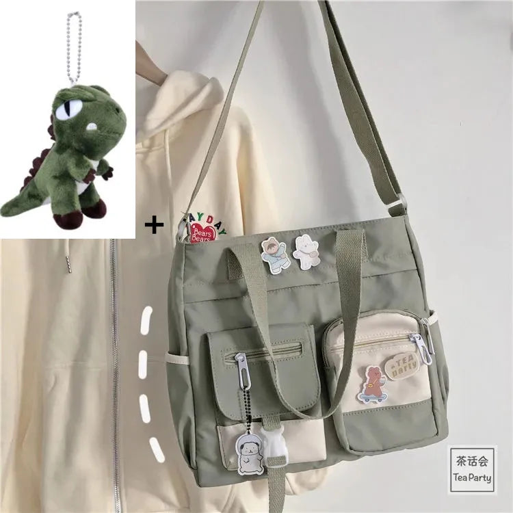 Kawaii Canvas Crossbody Bag – Japanese Style Shoulder Bag for Women & Students