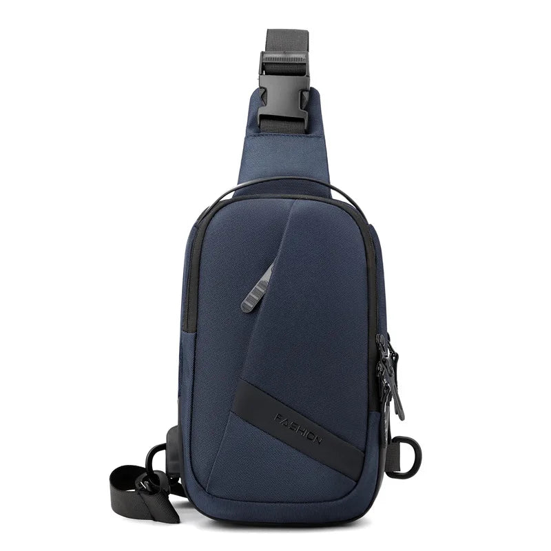 Men S Large Capacity Single Shoulder Chest Pack Usb Charging Backpack Oblique Cross Waterproof