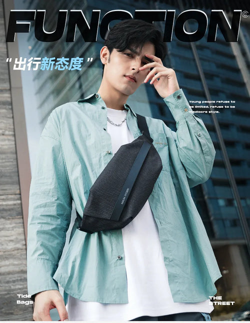 Men S Large Capacity Waterproof Crossbody Bag Multi-Functional Sports Leisure Magnetic Suction Clasp