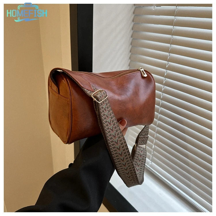 Homefish Vintage Leather Boston Women Small Handbag Purse Designer Crossbody Bag Female Casual
