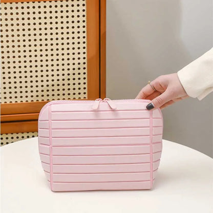 1pcs Striped Pvc Storage Bag Large Capacity Outdoor Travel Toiletries Organizer Pouch Portable