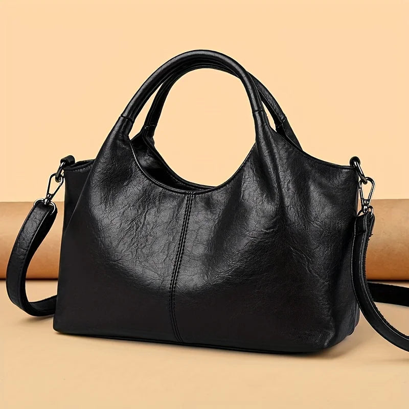 Large Capacity Leather Shoulder Bag – Women's Elegant Handbag