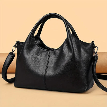 Large Capacity Leather Shoulder Bag – Women's Elegant Handbag