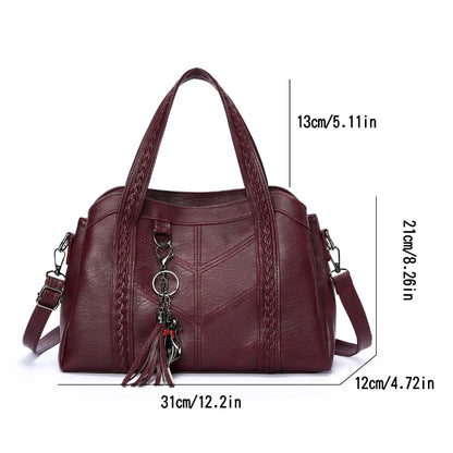 3-Layer Women's Crossbody Bag – PU Leather Shoulder Handbag