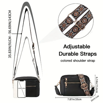 PU Leather Crossbody Bag – Multi-Pocket Women's Shoulder Bag