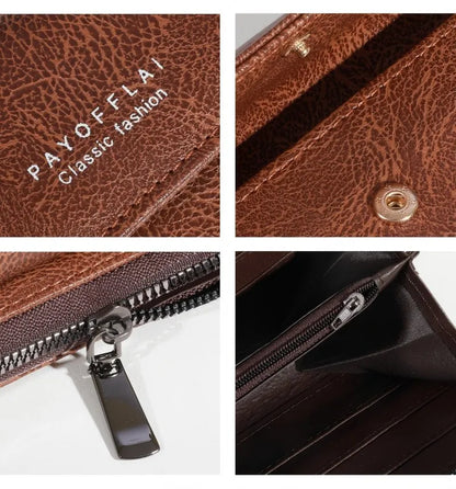 Homefish Men S Pu Zipper Handbag Large Capacity Long Wallet Clutch Bag Phone Multi Card Holder Coin
