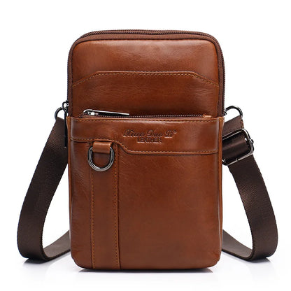 Men S Mobile Phone Waist Bag Leather Multifunctional 7 Cross-Body Shoulder Retro Wear Belt