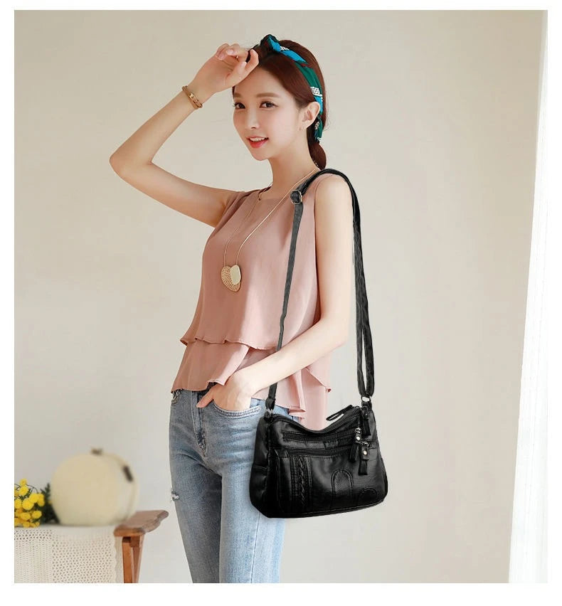 Pu Women S Cross Body Bag Soft Leather Large Capacity Multifunctional Shoulder - Soft