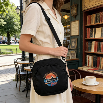Canvas Mini Crossbody Bag with Vintage Graphic Print