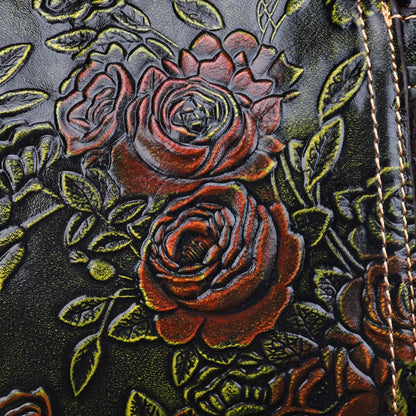 Genuine Leather Women S Single-Shoulder Bag Floral Crossbody Retro Large-Capacity High-End Hand-Held