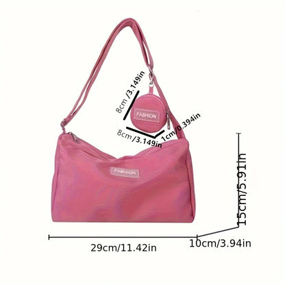Nylon Crossbody Tote Bag for Women – Lightweight Sling Purse with Coin Pouch