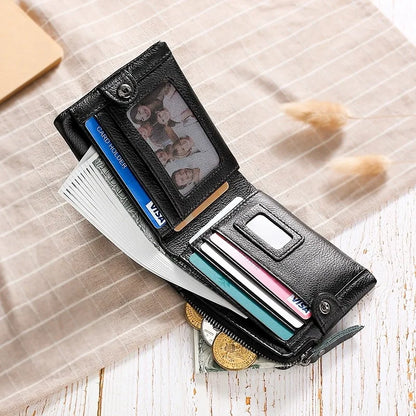 Top-Grain Cowhide Men S Wallet Business Wallet Loose Change Coin Storage