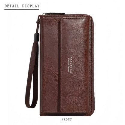 Homefish Men S Pu Zipper Handbag Large Capacity Long Wallet Clutch Bag Phone Multi Card Holder Coin