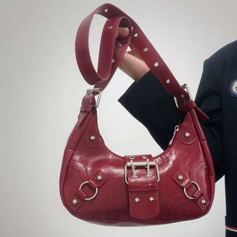 Spring Selling Maillard Women S Handbags Retro Cool Girls Underarm Bag Y2k Wasteland Style Vintage
