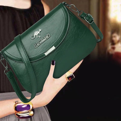 Mini Faux Leather Crossbody Bag with Metal Logo Detail
