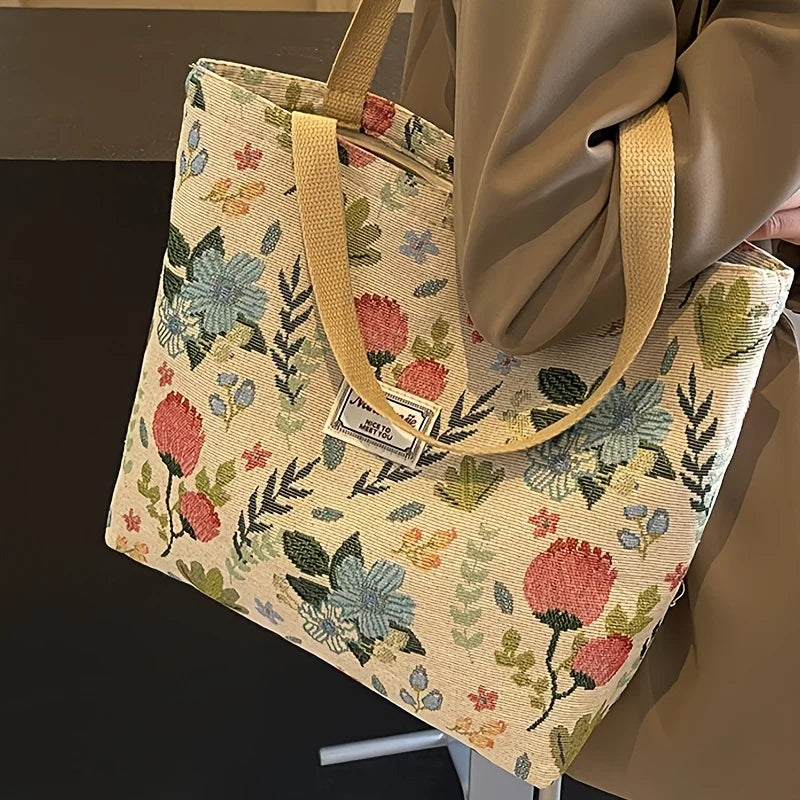 Floral Corduroy Tote Bag – Bohemian Women's Shoulder Shopper