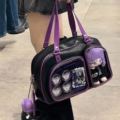 Y2K Ita Bag Large Capacity Transparent Window Crossbody Shoulder Bag