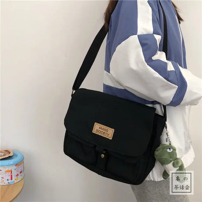 Simple Messenger Bag Women Postman Diagonal Crossbody Lady Student Canvas Schoolbag Version Ladies