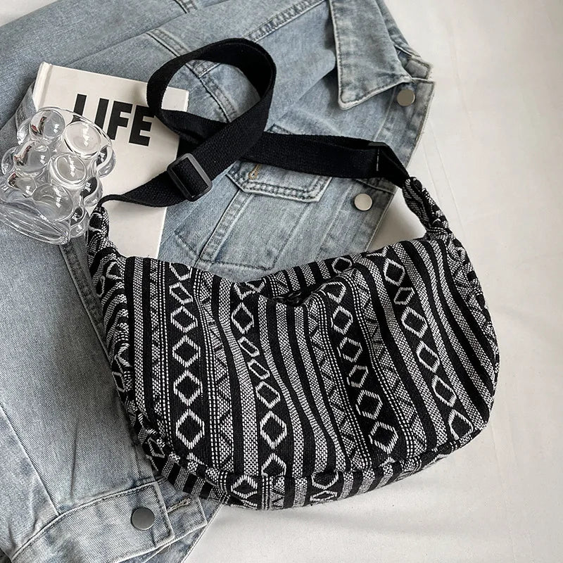 Boho Crossbody Bag – Ethnic Tribal Pattern Hobo Shoulder Purse