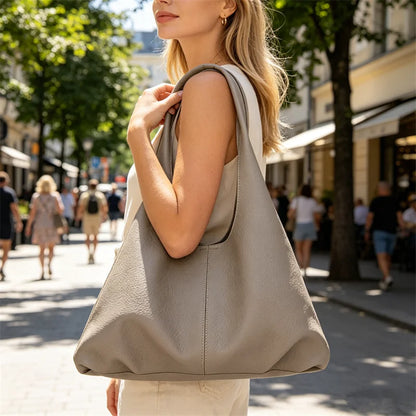 Oversized Soft Leather Hobo Tote Bag Spacious Stylish Versatile Handbag Armpit Shoulder Bags