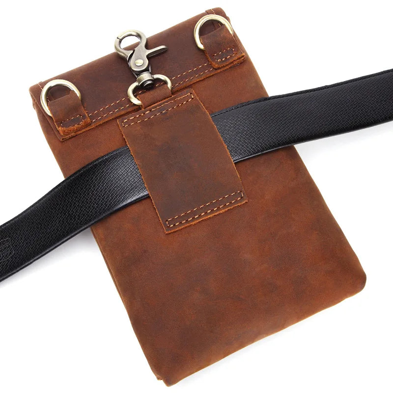 Genuine Leather Waist Bag Belt Men S Crossbody Bag Made Cowhide Retro Small Single-Shoulder