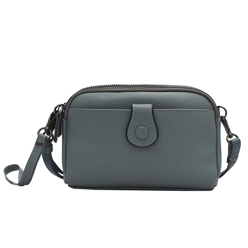 Head Layer Cowhine Leather Women Buckle Shoulder Crossbody Bag Large Capacity