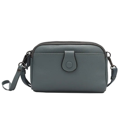 Head Layer Cowhine Leather Women Buckle Shoulder Crossbody Bag Large Capacity