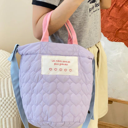 Korean Version Sweet Bento Bag Fashionable Large Capacity Purple Handbag Crossbody Mommy