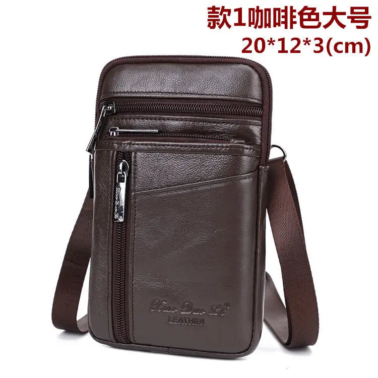 Men S Crossbody Bag Real Leather Belt Mobile Phone Waist Cowhide Shoulder 7