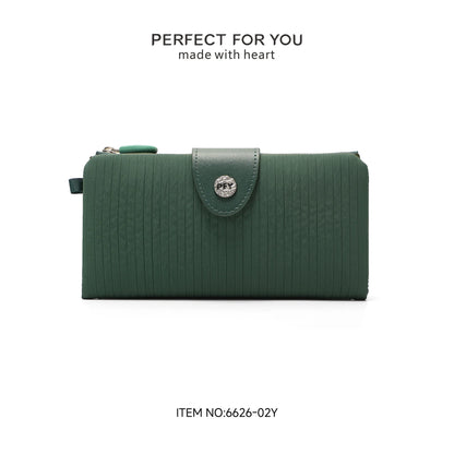 Pu Leather Women S Long-Style Wallet Creases Large Capacity