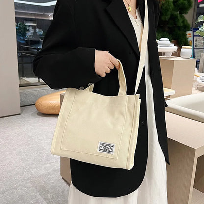 Canvas Tote Bag with Detachable Adjustable Crossbody Strap