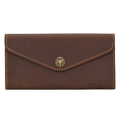 Simple Mobile Phone Leather Wallet Retro Men Crazy Horse Long Envelope Flip