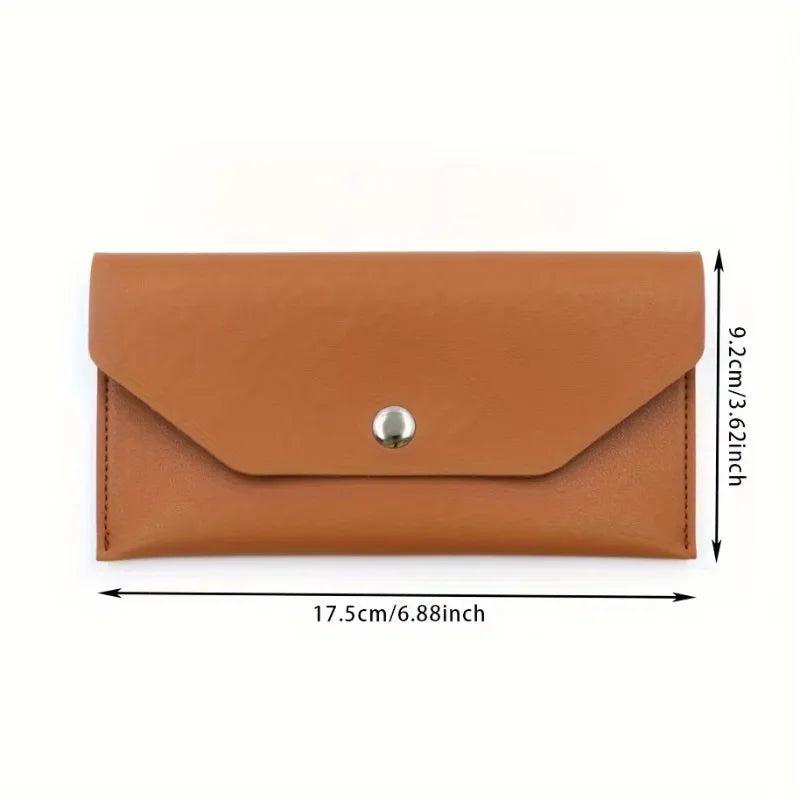 PU Leather Envelope Wallet with Card Holder & Cash Slots