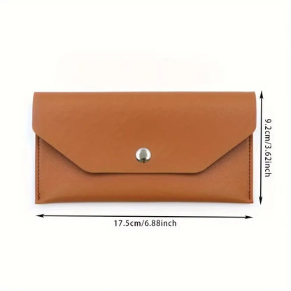 PU Leather Envelope Wallet with Card Holder & Cash Slots