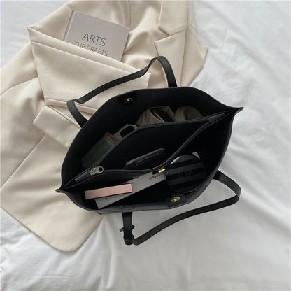 Large Capacity Soft Leather Tote Shoulder Bag for Women