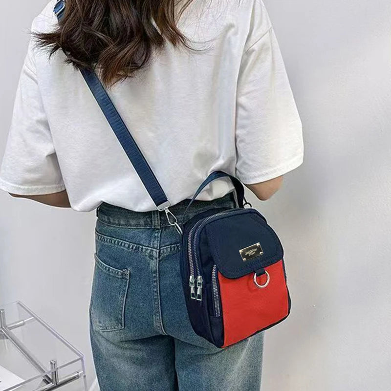 Solid Tone Lightweight Nylon Bag Detachable Wide Shoulder Strap